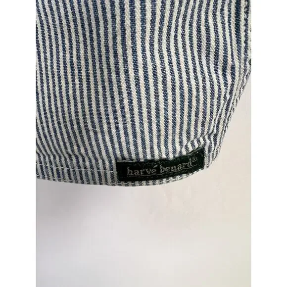 Harve Benard Vtg 90s Women's Blazer White Blue Striped Nautical Women’s L Cotton - Picture 7 of 13